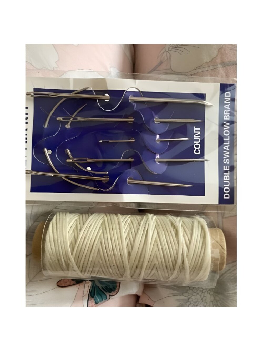 32 Yards Waxed Thread with Leather Hand Sewing Needles,150D Flat Sewing